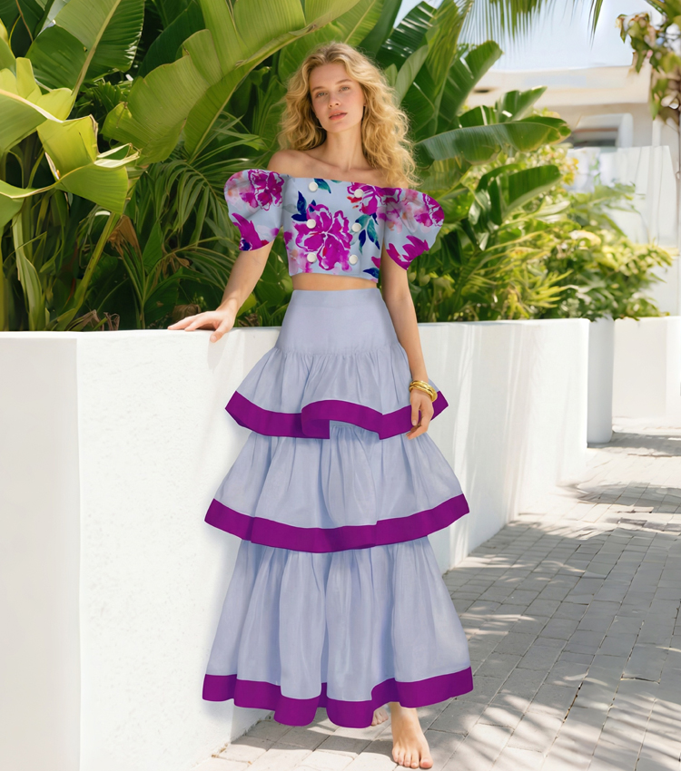 Off-the-shoulder Top & Skirt Set