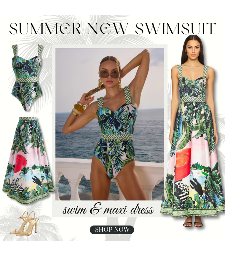 Sling Printed One Piece Swimsuit and Skirt