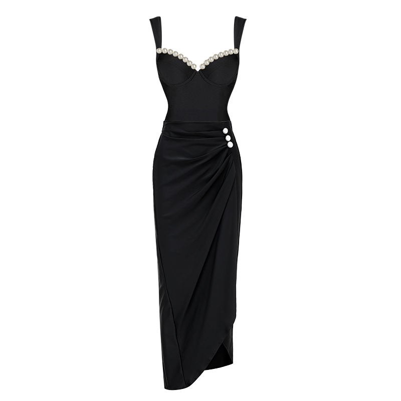 Artificial Pearl One Piece Swimsuit and Skirt Flaxmaker