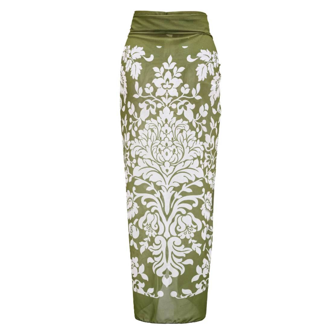 Retro Print Removable Belt Detail Sling One Piece Swimsuit and Sarong Flaxmaker