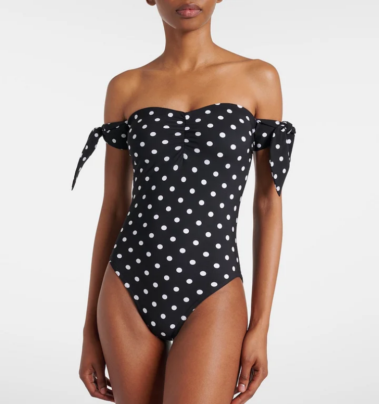 Polka-Dot One Piece Swimsuit and Skirt