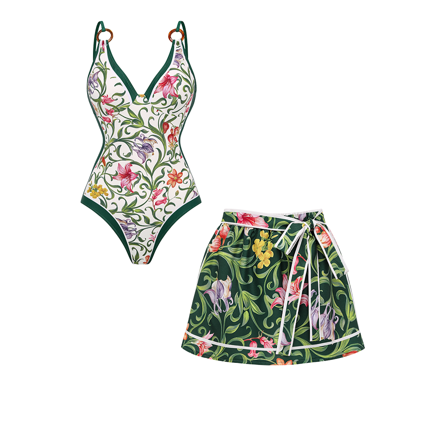V Neck Printed Swimsuit Set(s)