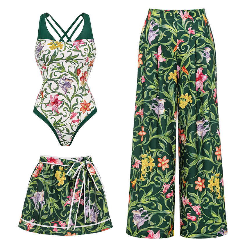 V Neck Printed Swimsuit Set(s)