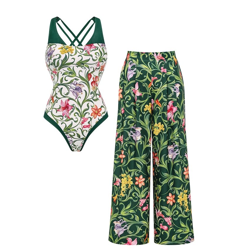 V Neck Printed Swimsuit Set(s)