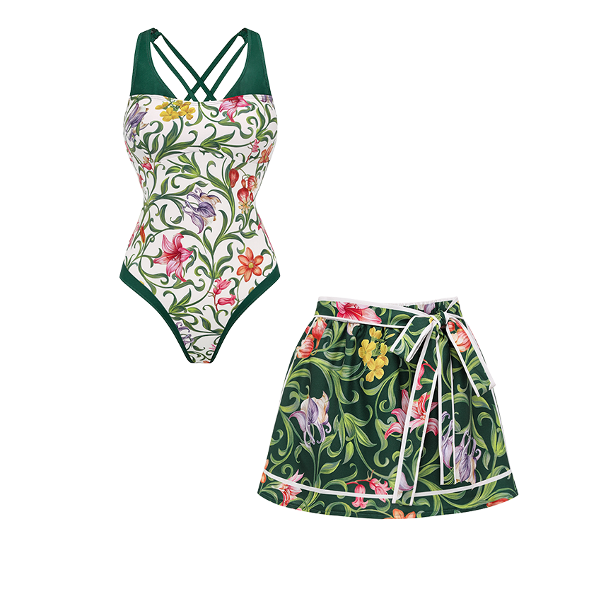 V Neck Printed Swimsuit Set(s)