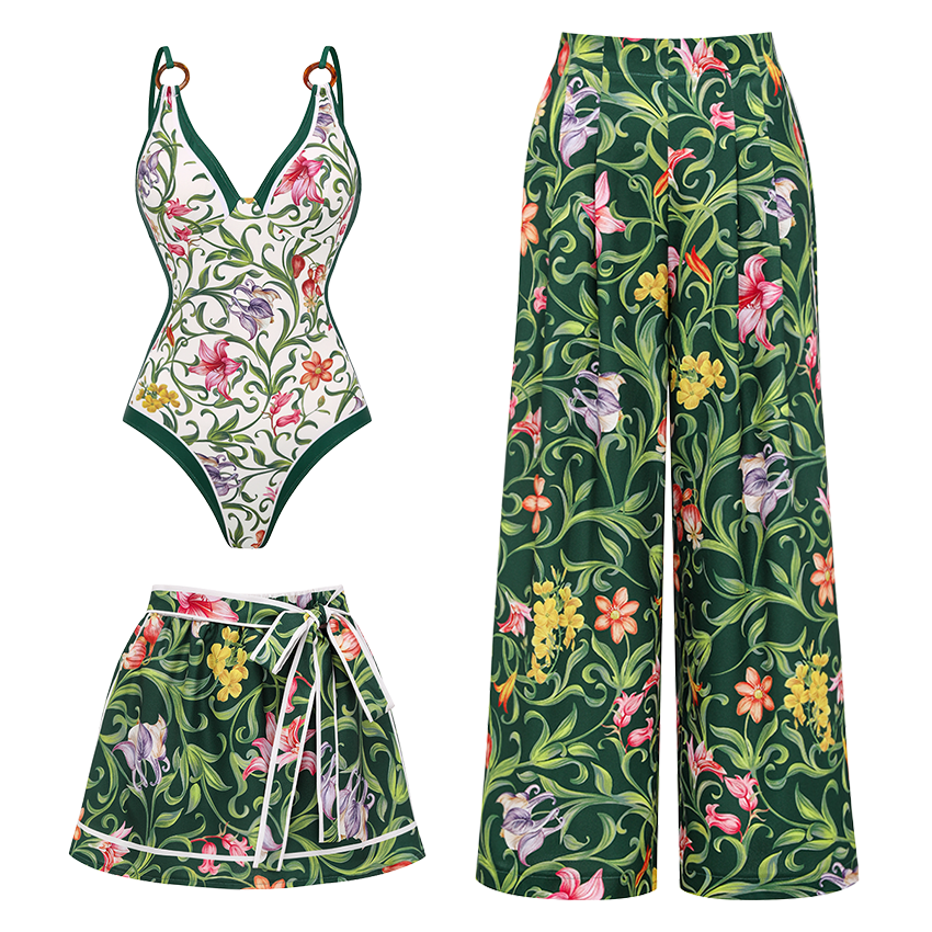 V Neck Printed Swimsuit Set(s)