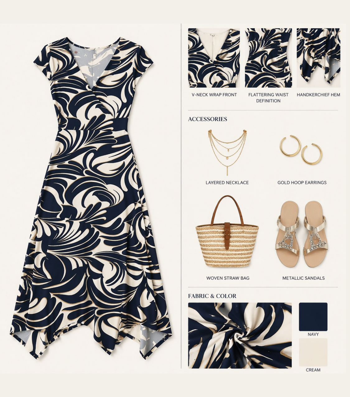 Blue Swirl Print Short Sleeve Midi Dress