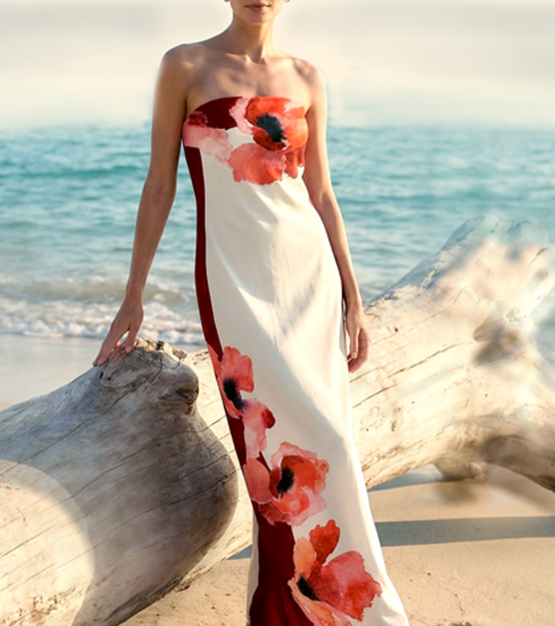 Positioned print dress