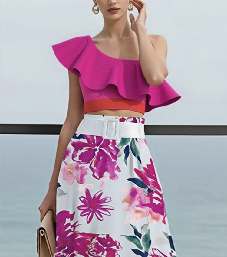 Off-the-Shoulder Ruffled Collar Set