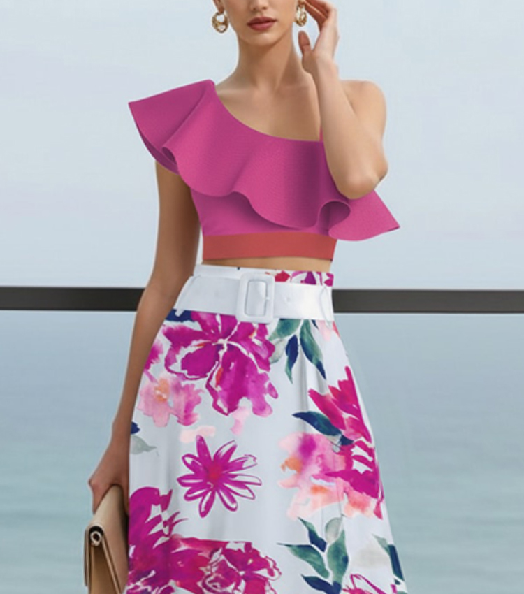 Off-the-Shoulder Ruffled Collar Set