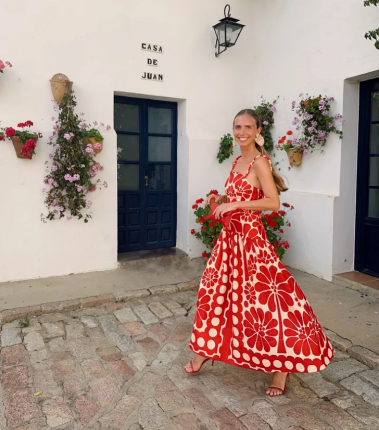 Sling Backless Printed Dress