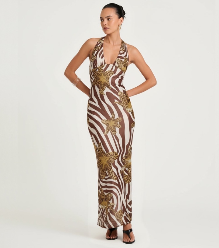 Zebra Leopard Maxi Dress