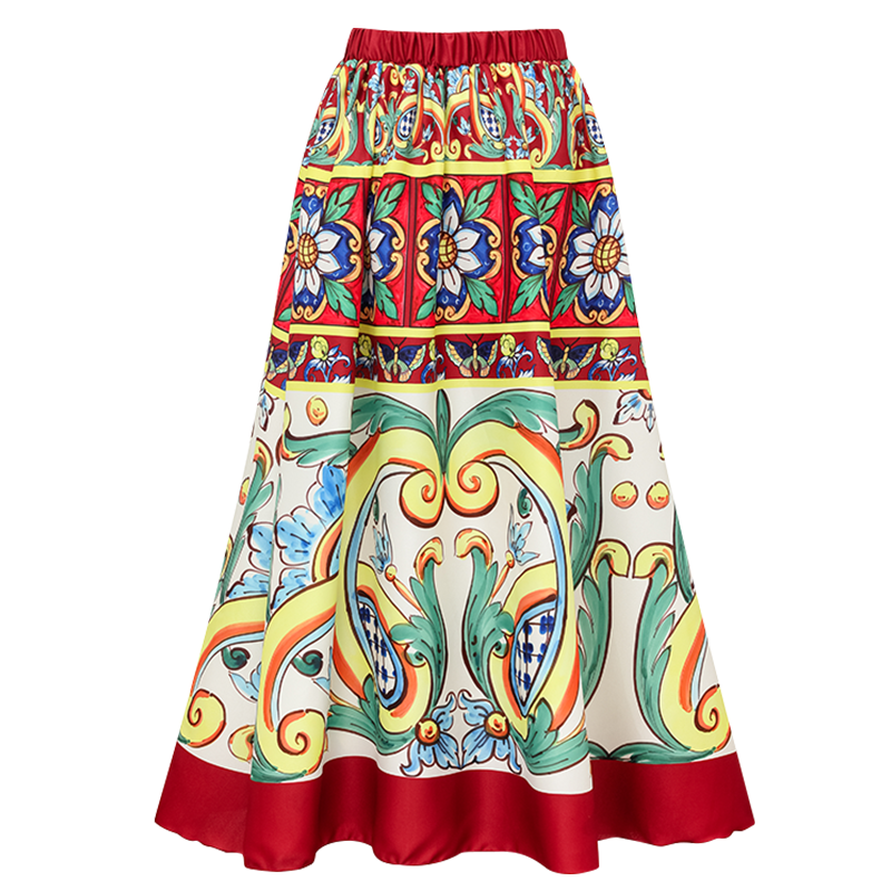 Sling Printed One Piece Swimsuit and Skirt Flaxmaker