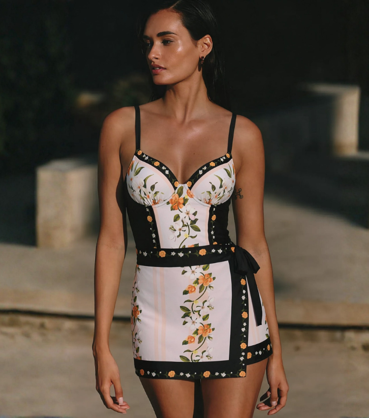 [Copy]Dark Cyan Slim & Sculpt Floral Swimsuit Set(s)