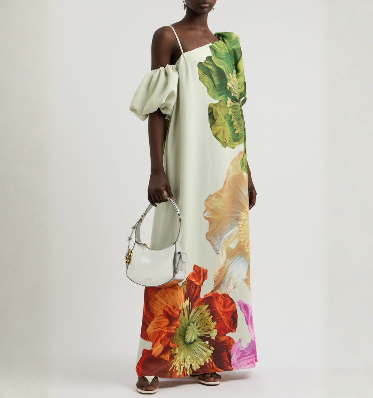 Floral Printed Open Shoulder Maxi Dress