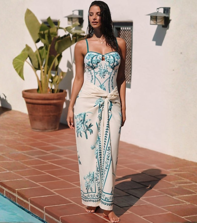 Dark Cyan Slim & Sculpt Floral Swimsuit Set(s)