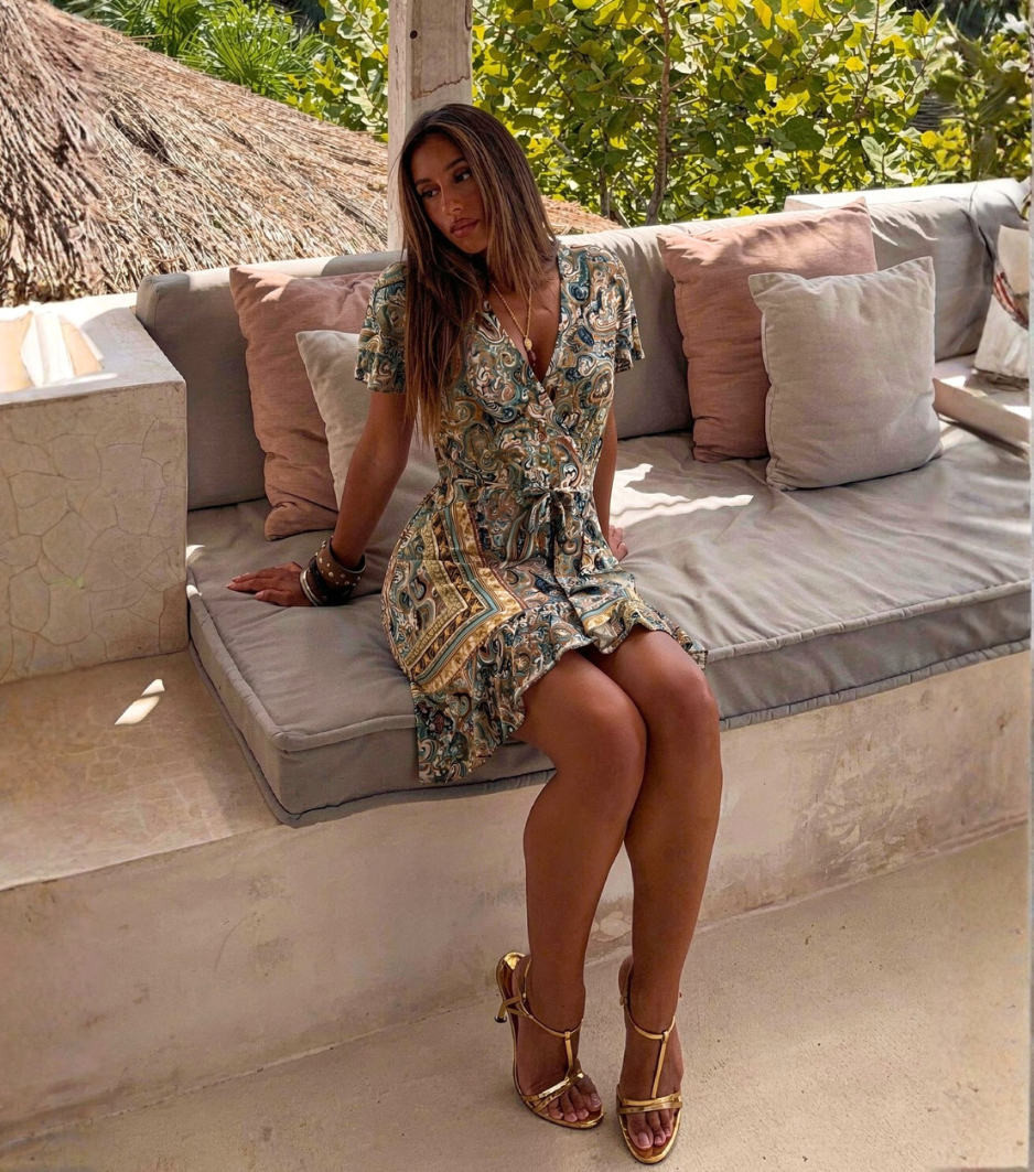 [Copy][Copy][Copy][Copy][Copy][Copy][Copy][Copy]Solid Olive Green Halter Surplice Maxi Dress
