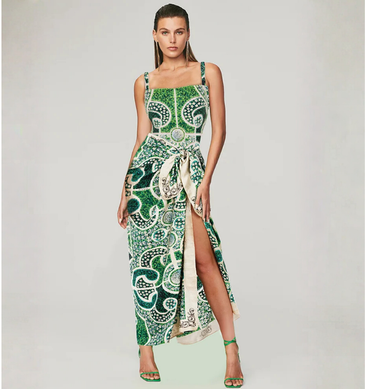 Garden Printed One Piece Swimsuit and Sarong