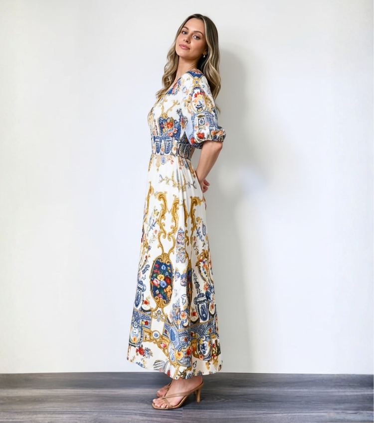 [Copy]Vacation Geo Print Spaghetti Strap Dress