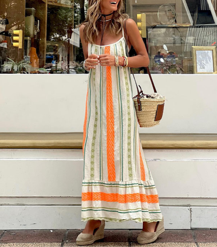 Sling Striped Print Dress
