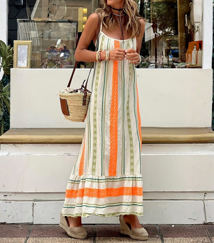 Sling Striped Print Dress