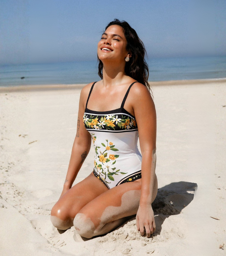 [Copy]Blush Pink & Teal Floral Print Swimsuit Set(s)