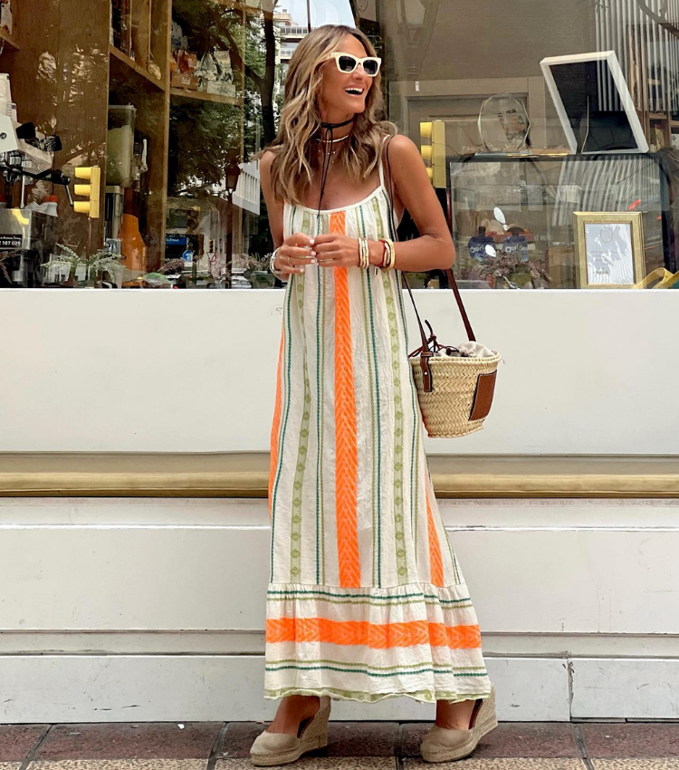 Sling Striped Print Dress