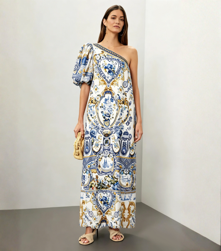 [Copy][Copy]Vacation Geo Print Spaghetti Strap Dress