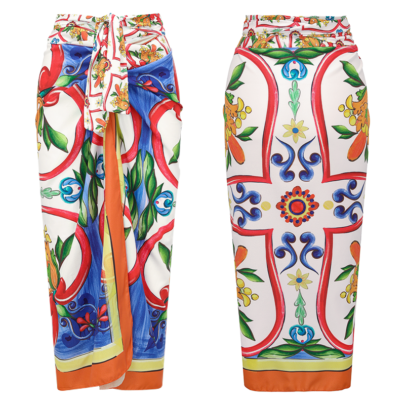 Ruffle Sleeves  Paisley-print  Bikini Swimsuit and Sarong