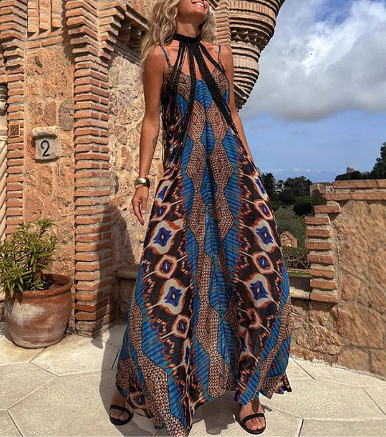 Sling Printed Maxi Dress