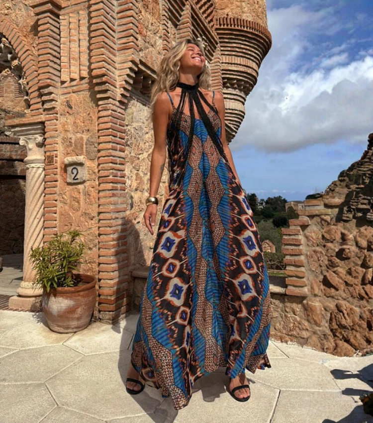 Sling Printed Maxi Dress