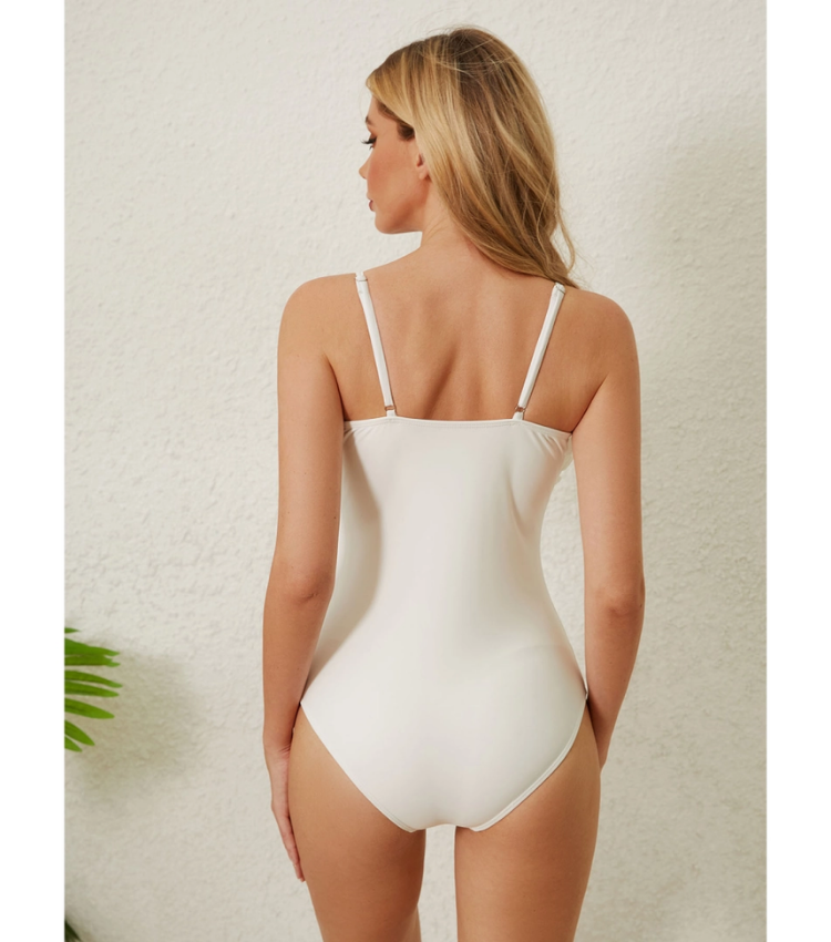 3D Flower White One Piece Swimsuit Flaxmaker