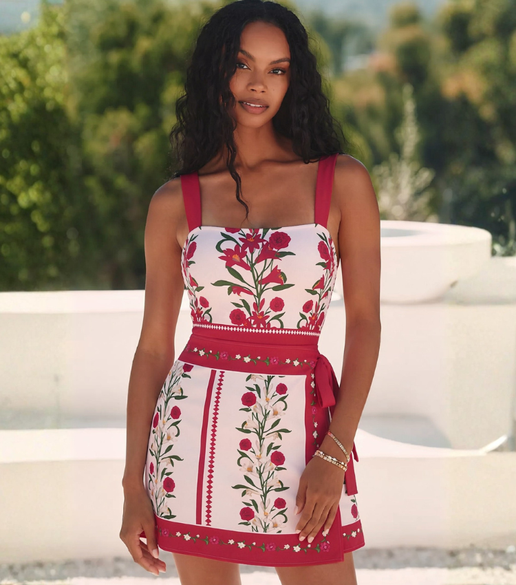  Wine Red Floral Print Swimsuit Set(s)