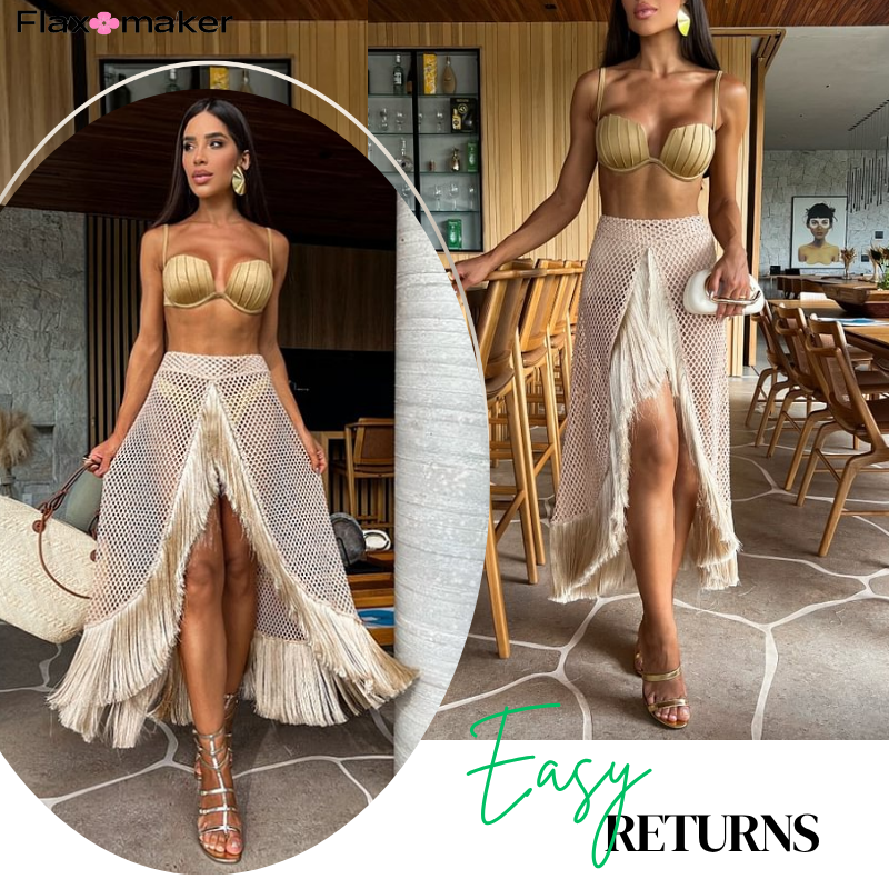 Tassel Bikini Swimsuit and Skirt