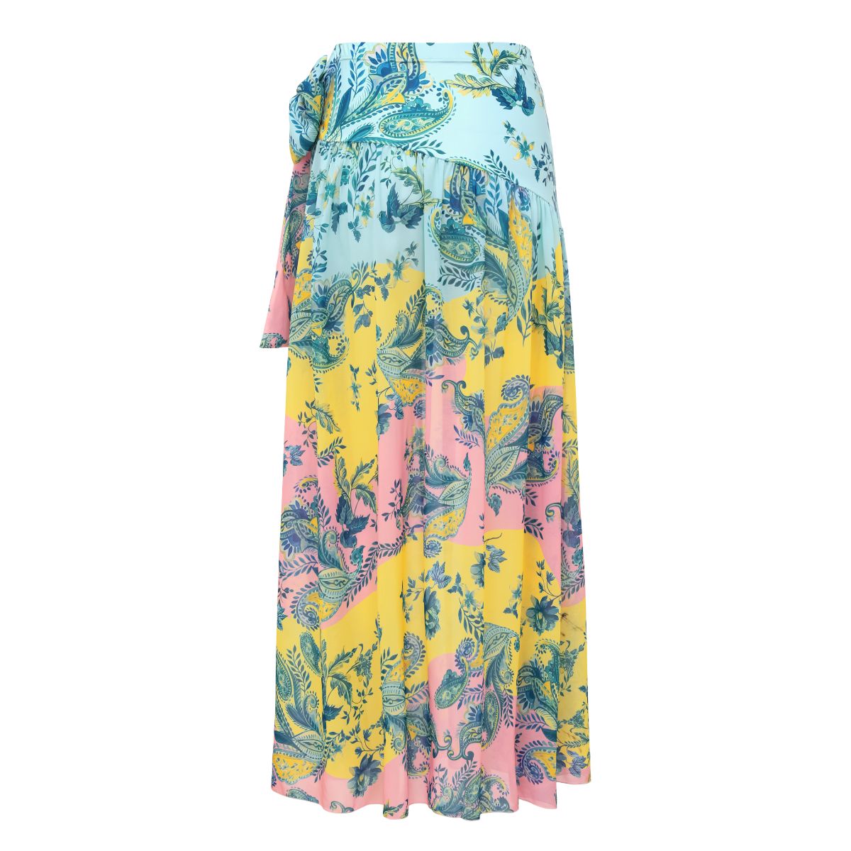 Color Block Printed One Piece Swimsuit and Skirt