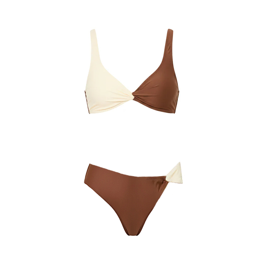 Chocolate Color Two Tone Bikini Swimsuit Set(s)