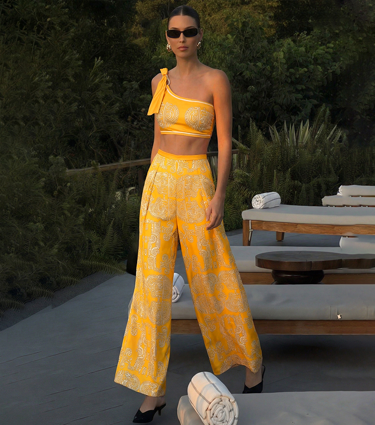 One Shoulder Tribal Style Print High Waist Swimsuit Set(s)