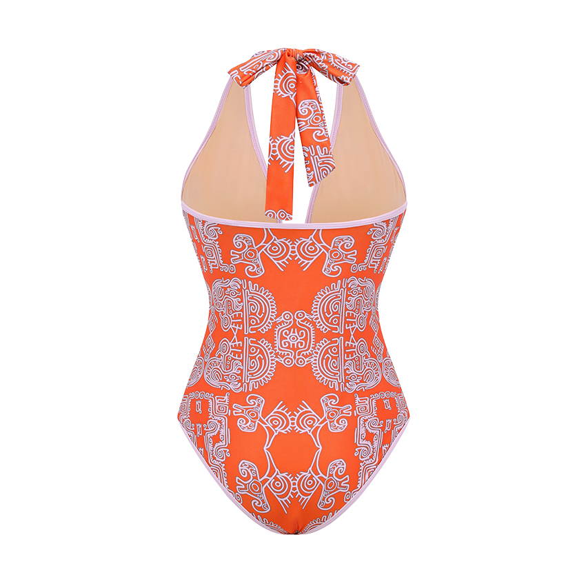 Halter Neck Underwire Tribal Print Swimsuit Set(s)