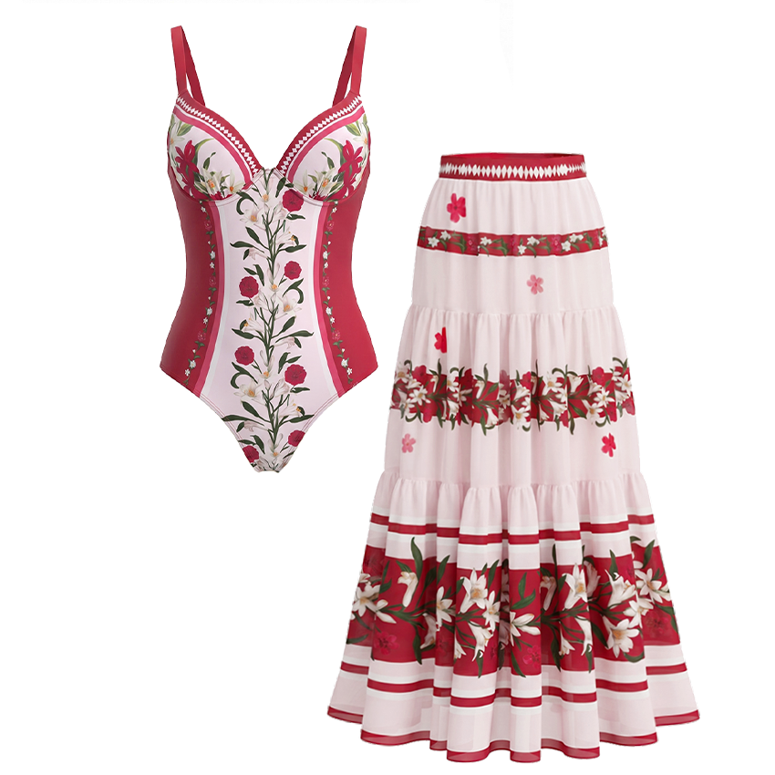 [Copy] Black Beige And Orange Floral Slim & Sculpt Swimsuit Set(s)