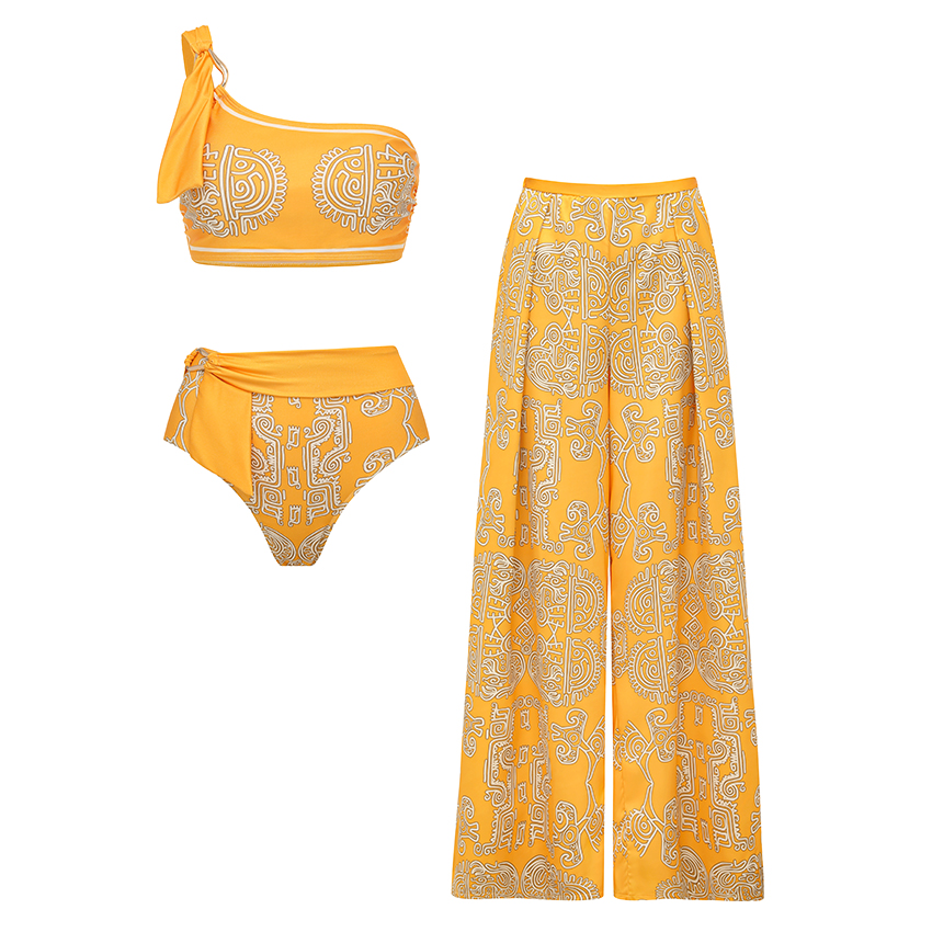 [Copy]Halter Neck Purple Paisley Print Swimsuit Set(s)