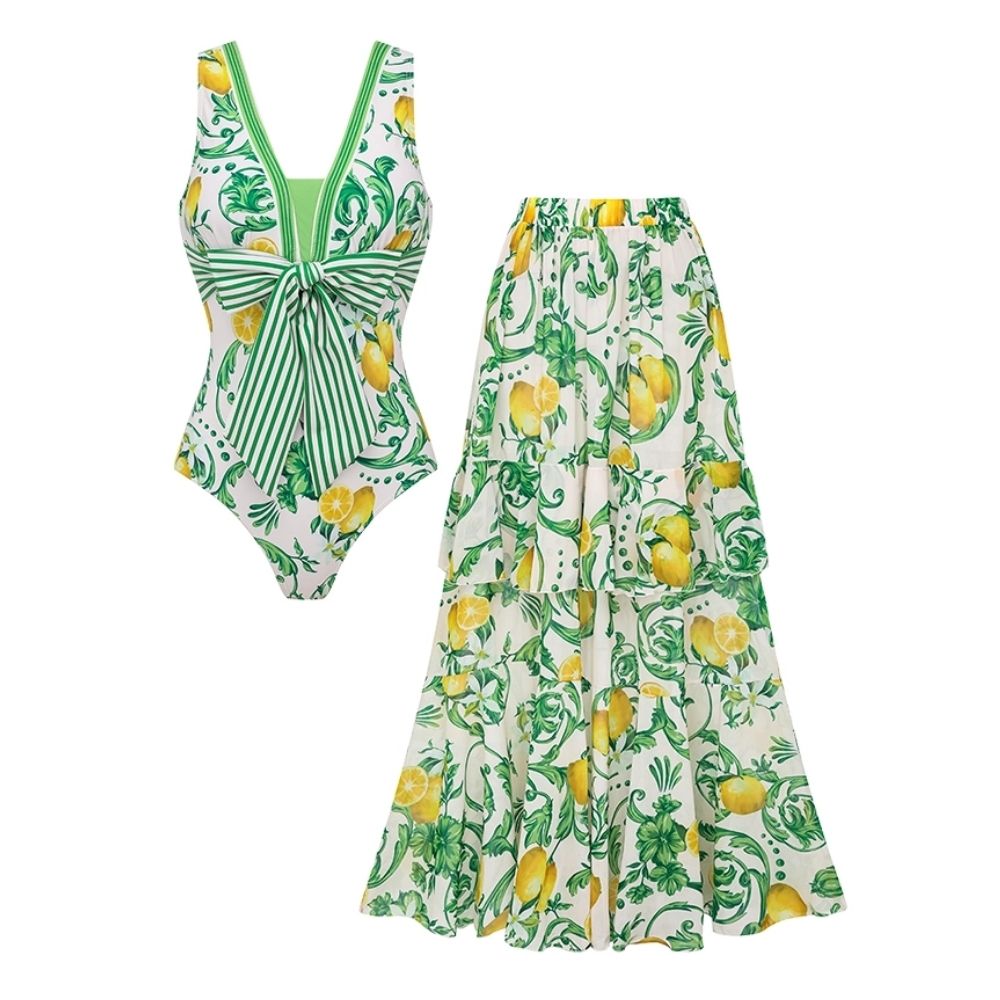 Lemon One Piece Swimsuit and Skirt or Shorts