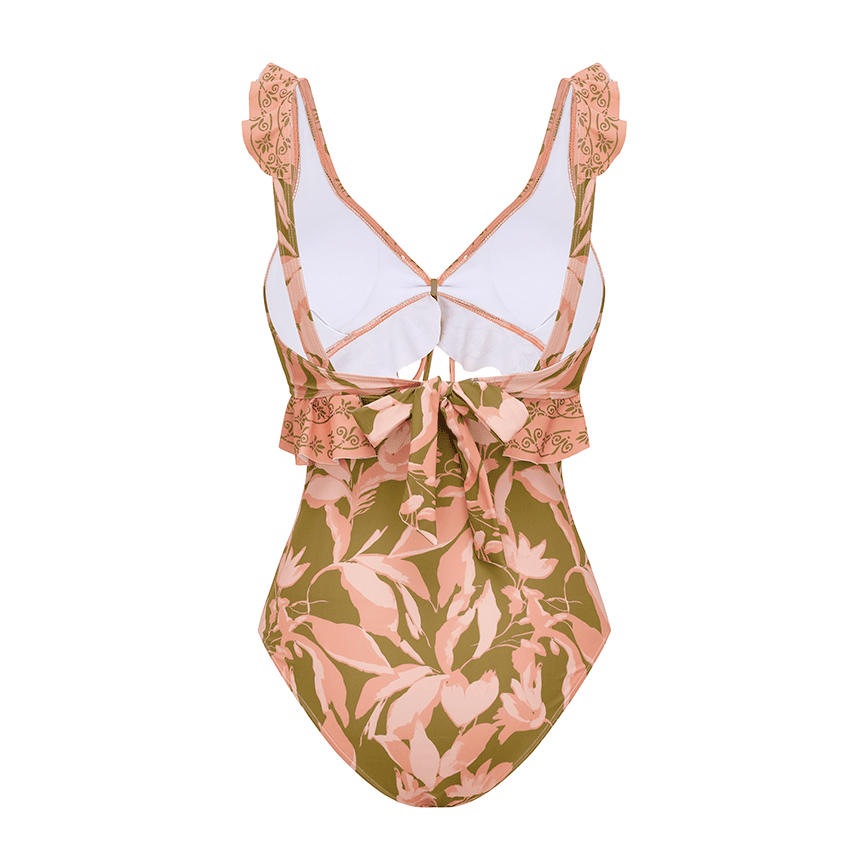 [Copy][Copy][Copy][Copy][Copy]V Neck Blue Paisley Print Swimsuit Set(s)