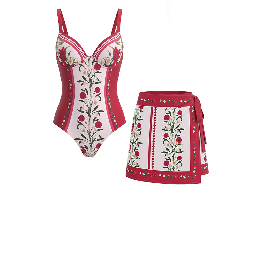 [Copy] Black Beige And Orange Floral Slim & Sculpt Swimsuit Set(s)