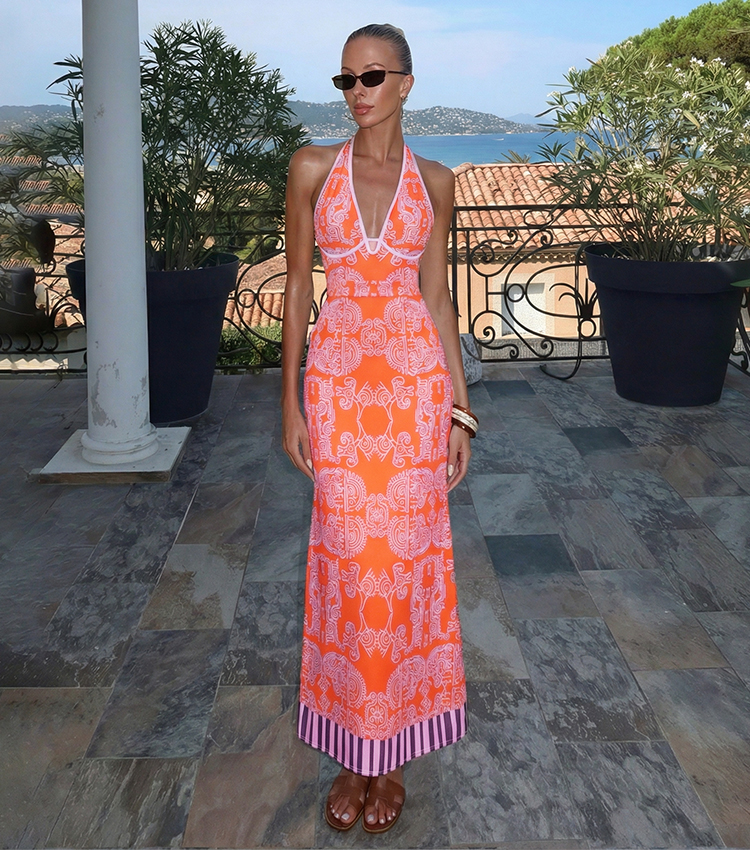 Halter Neck Underwire Tribal Print Swimsuit Set(s)