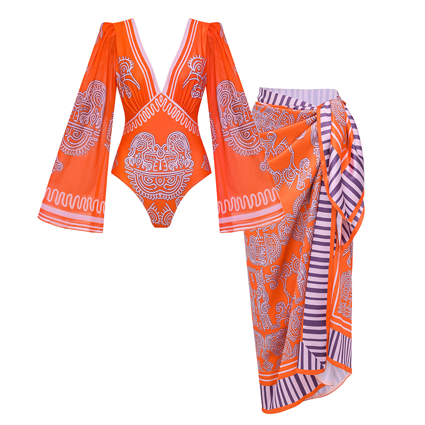 [Copy][Copy][Copy]Halter Neck Purple Paisley Print Swimsuit Set(s)