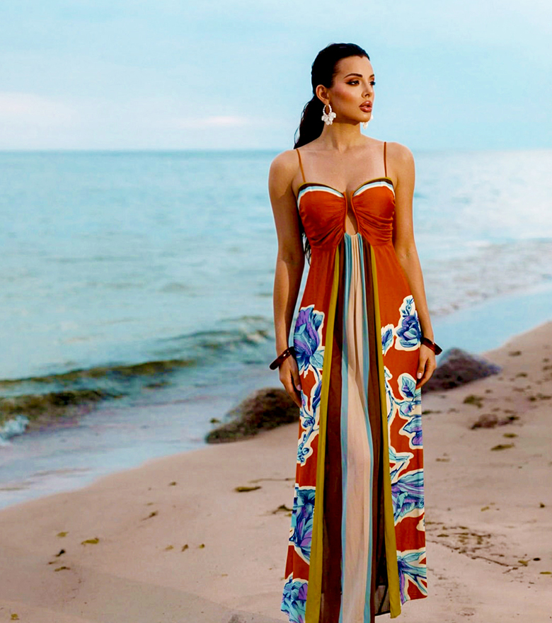 Placement Print Sleeveless Dress