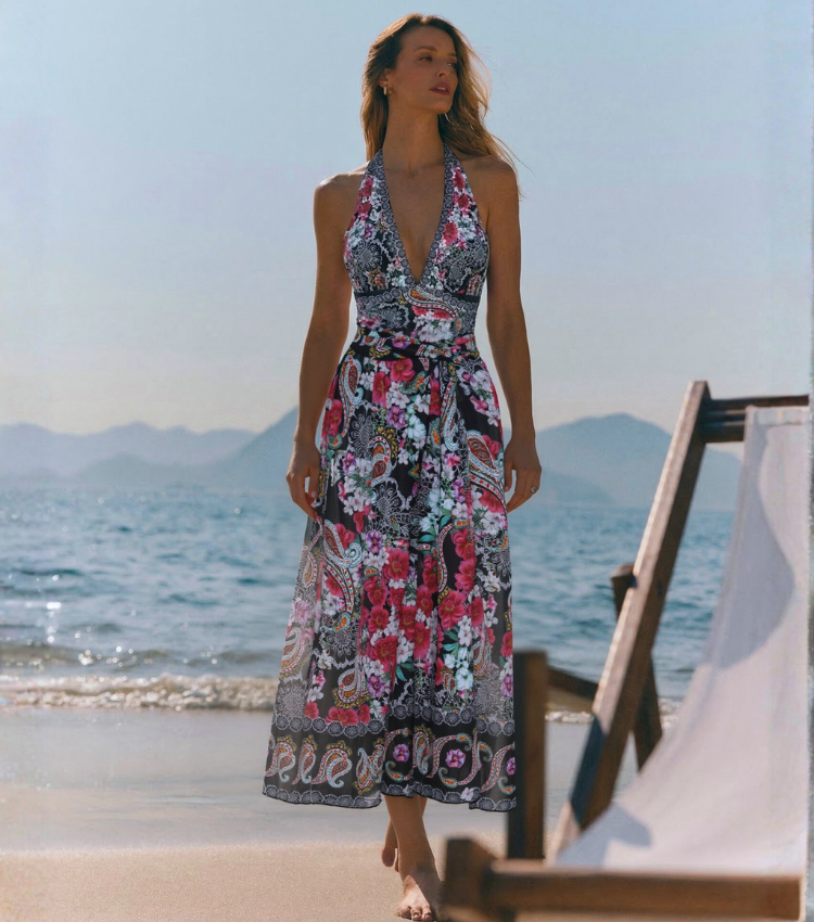 Black Cashew Flower Print Swimsuit Set(s)