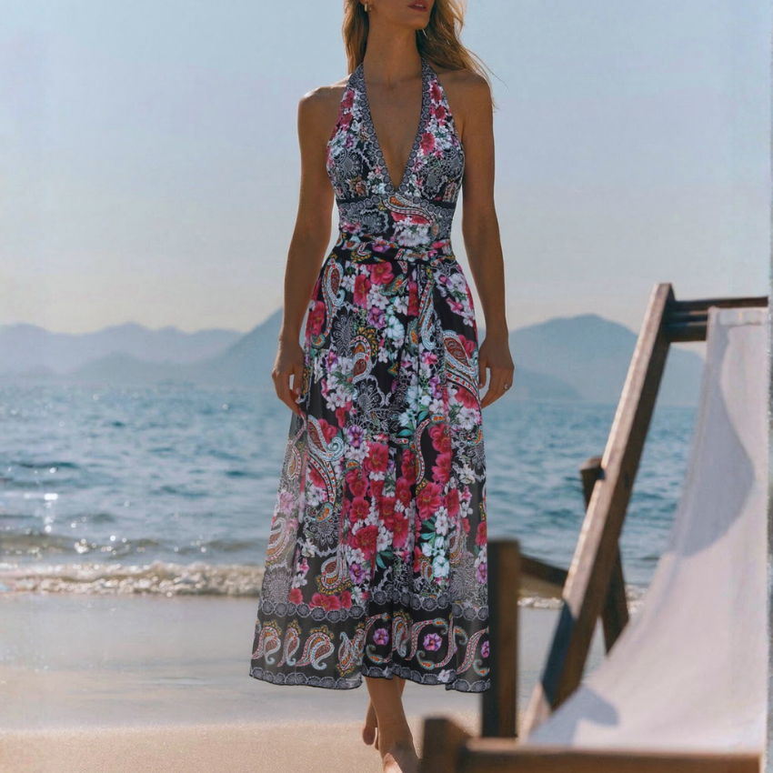 Black Cashew Flower Print Swimsuit Set(s)