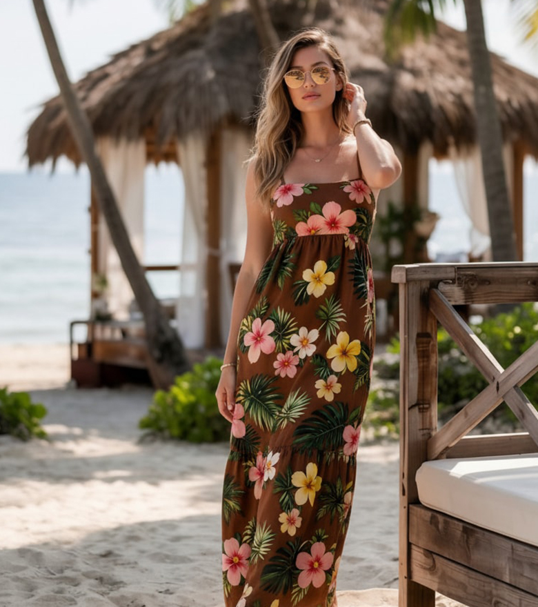 Spaghetti Strap Printed Dress