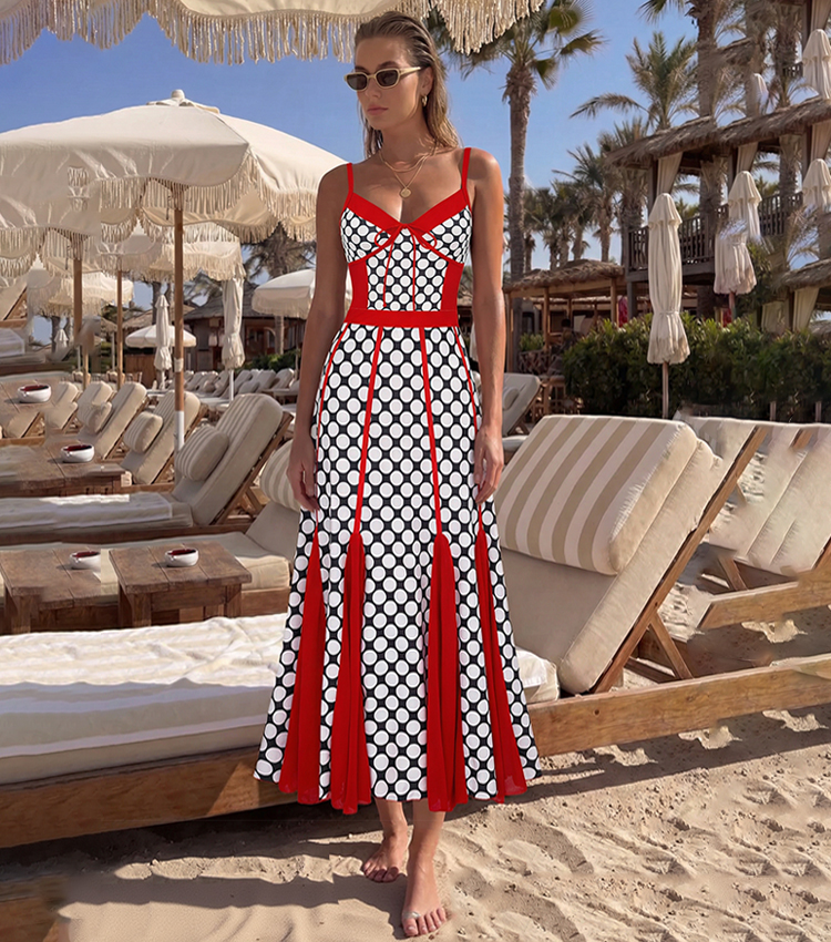  Adjustable Shoulder Straps Retro Polka Dots Print Swimsuit Set(s)